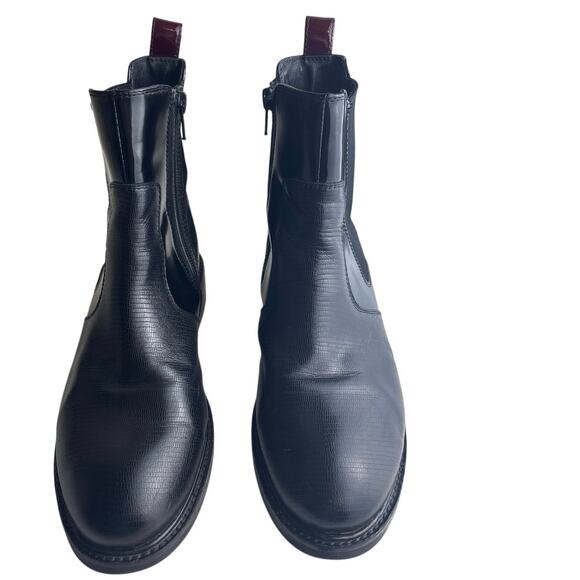 Jeffrey Campbell Edmond Black Lizard Chelsea Boot with Burgundy Accent Size 7.5 - Picture 3 of 13